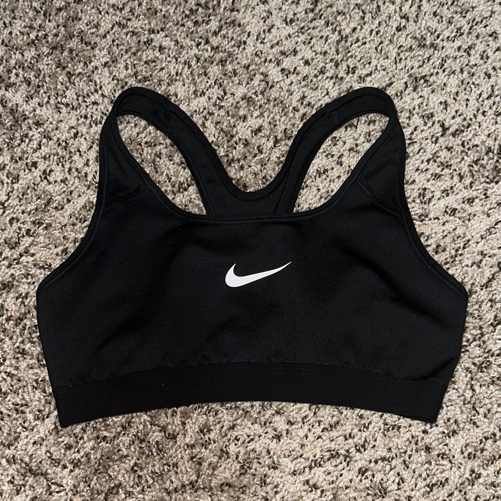 Nike Women's Black Sports Bra with White Logo